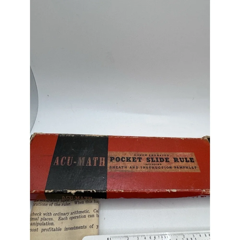 Original Vintage‎ POCKET Slide Rule: ACU-MATH 1240 In Box w/ Instructions 1970s